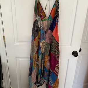 Silk Patchwork boho festival dress nwot size medium